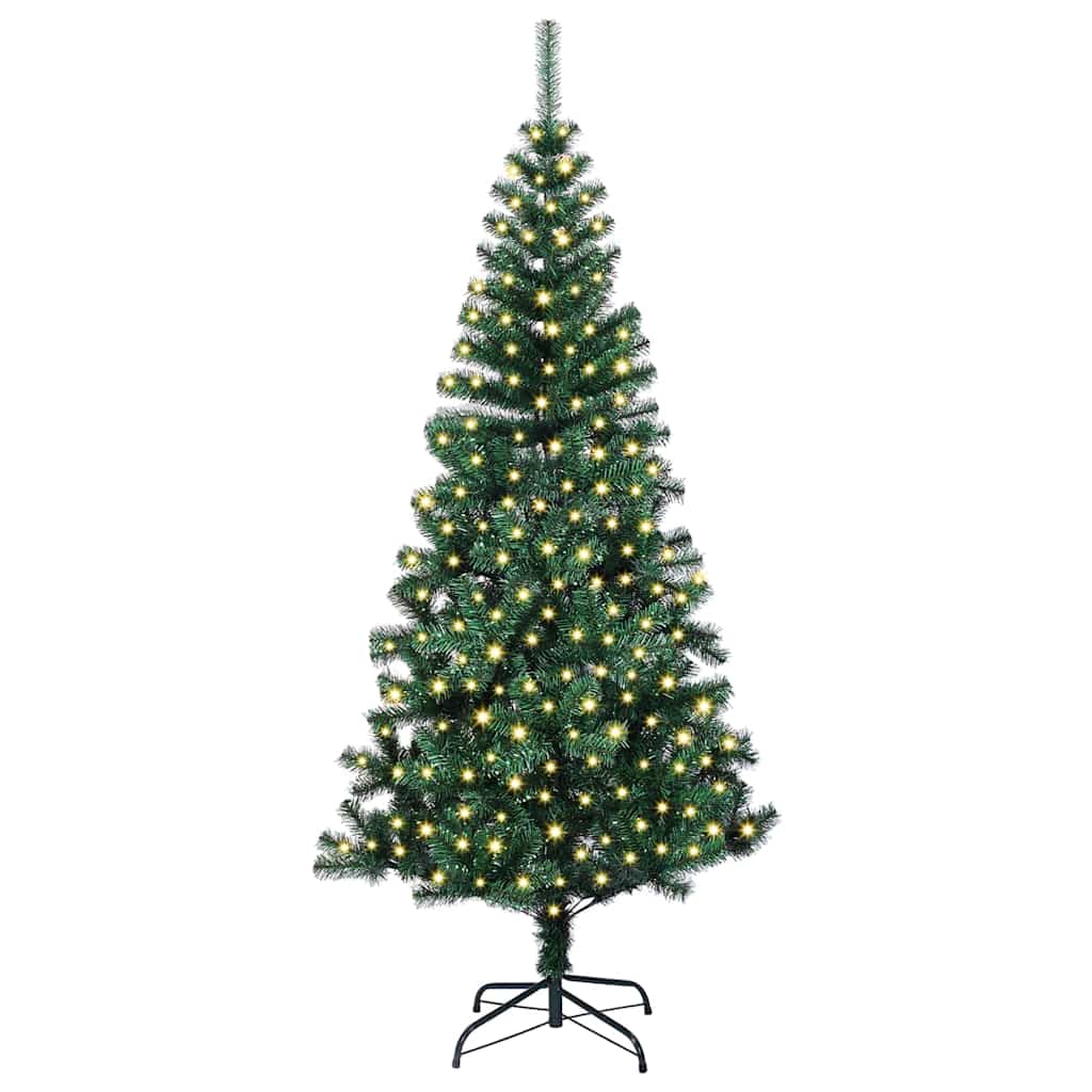 vidaXL Artificial Pre-lit Christmas Tree Green 240 cm PVC and Metal 3