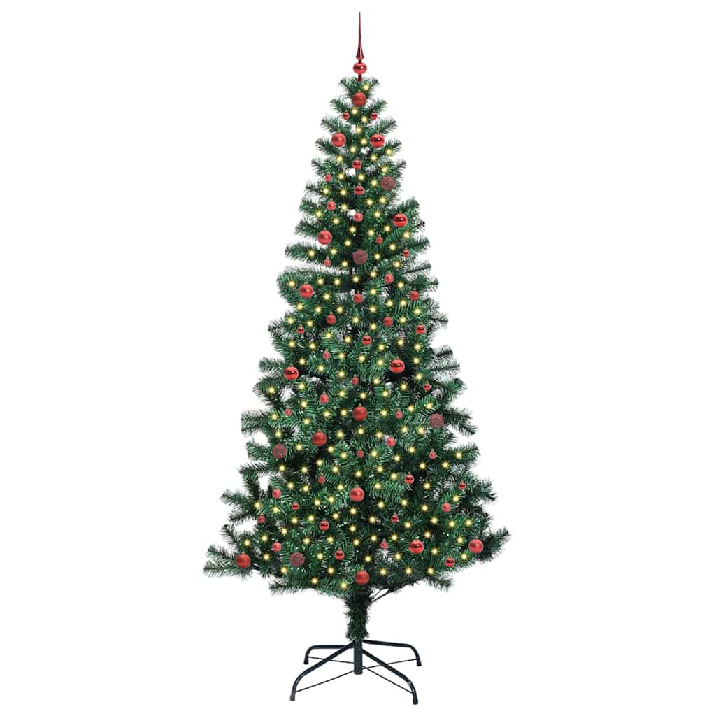 vidaXL Artificial Pre-lit Christmas Tree Green 240 cm PVC and Metal 3