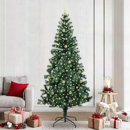 vidaXL Artificial Pre-lit Christmas Tree Green PVC and Metal 240 cm