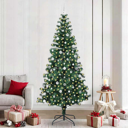 vidaXL Artificial Pre-lit Christmas Tree Green PVC and Metal 240 cm