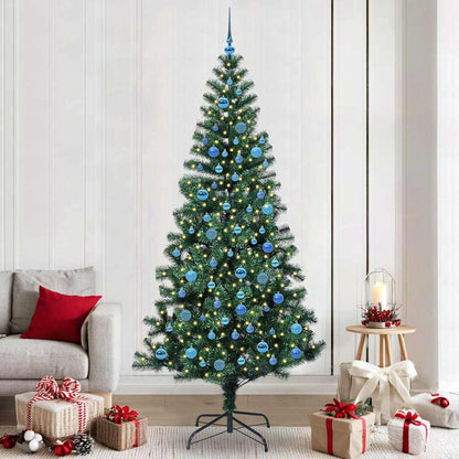 vidaXL Artificial Pre-lit Christmas Tree Green PVC and Metal 240 cm
