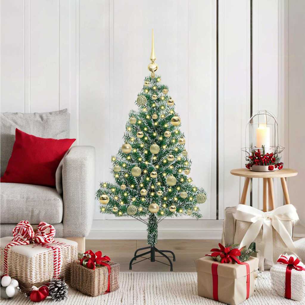 vidaXL Artificial Christmas Tree Snow Flocked with LED Light 120 cm 1