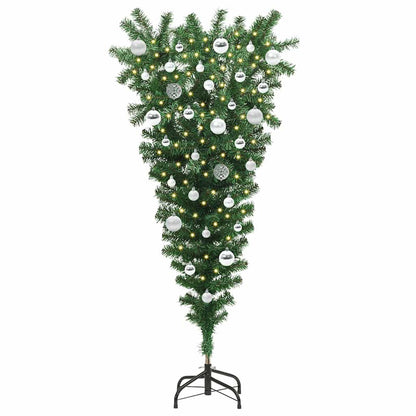 vidaXL Upside-down Artificial Pre-lit Christmas Tree with Ball Set PVC 3