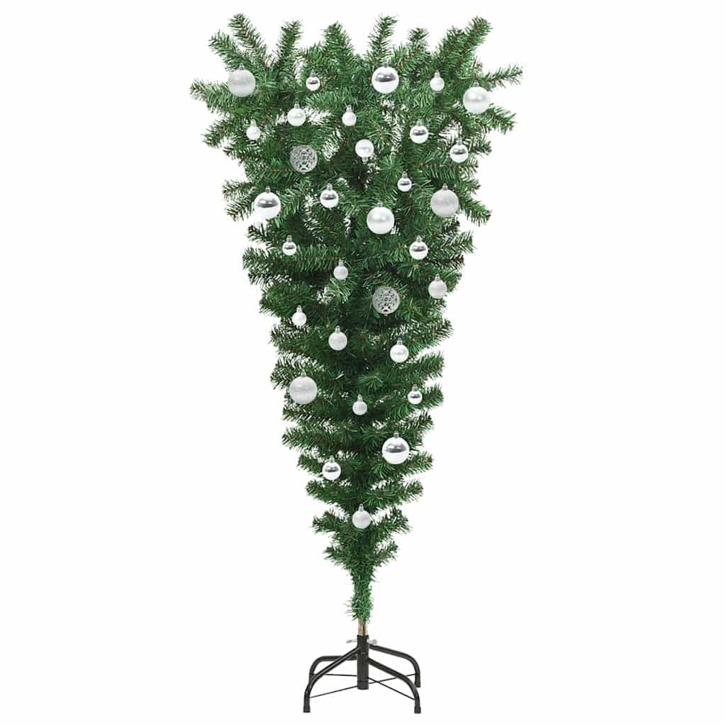 vidaXL Upside-down Artificial Pre-lit Christmas Tree with Ball Set PVC 4