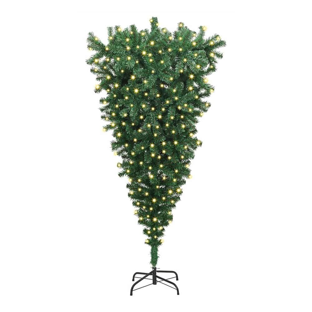 Upside-down Artificial Pre-lit Christmas Tree with Ball Set PVC Width 180 cm without balls
