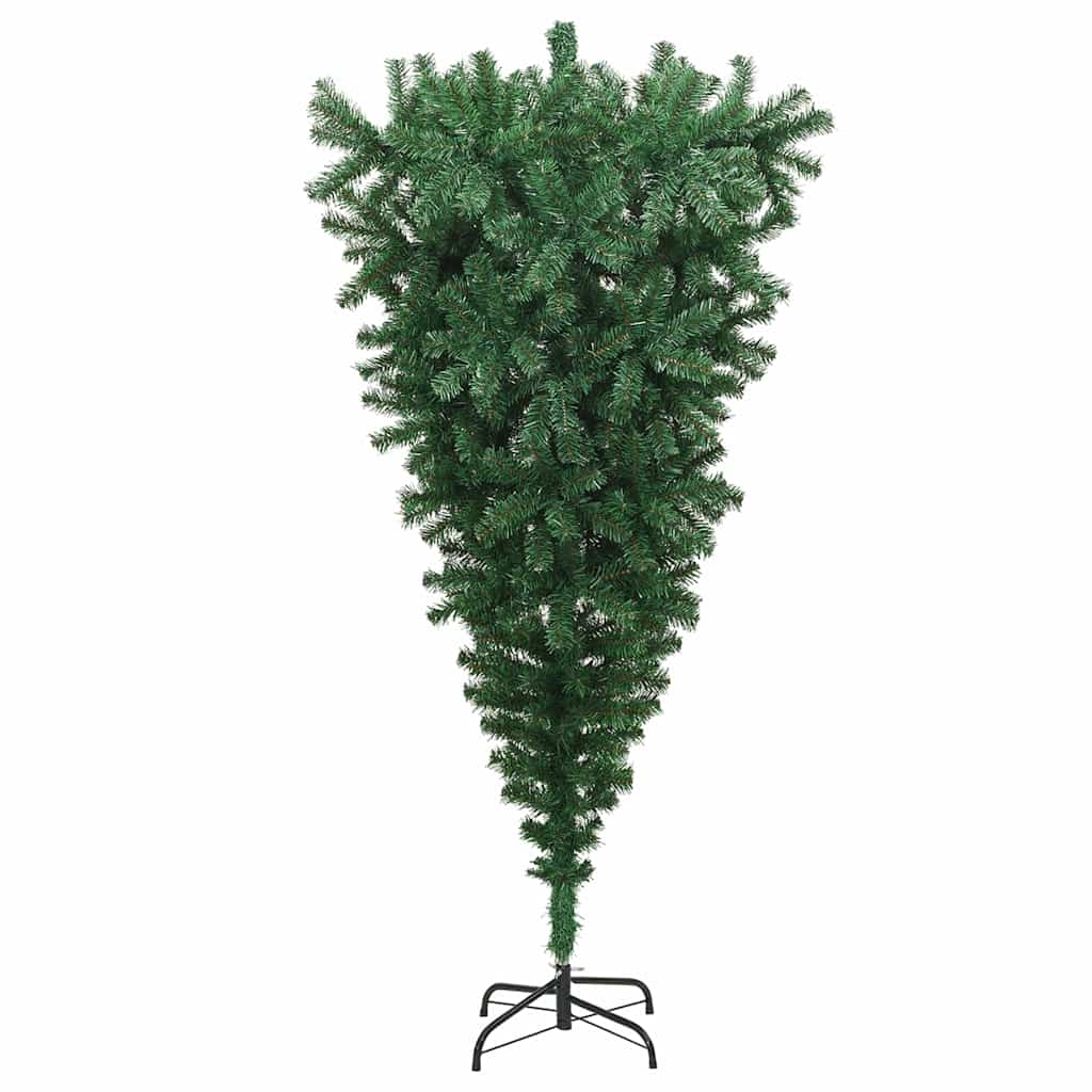 vidaXL Upside-down Artificial Pre-lit Christmas Tree Green 180 cm PVC 4