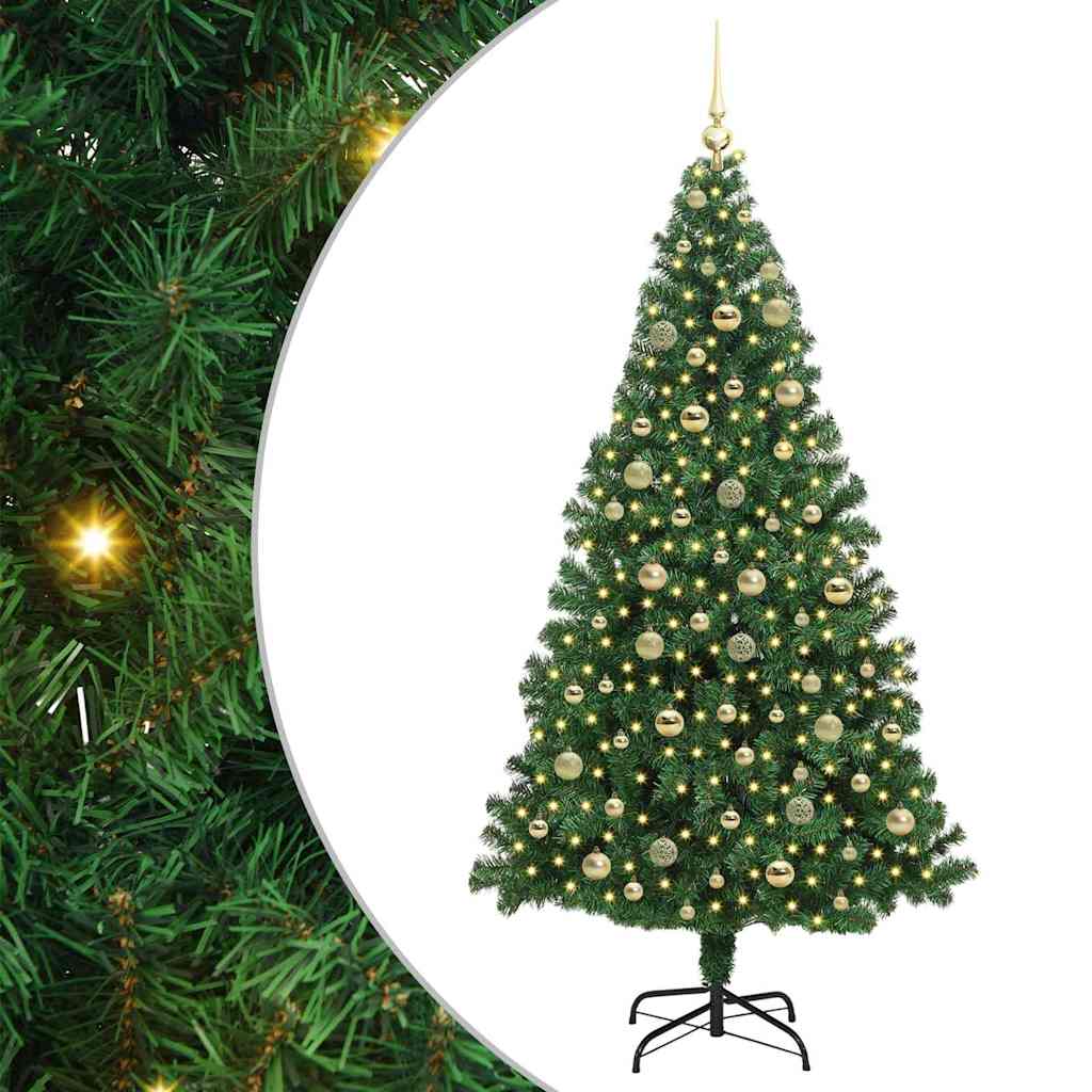 vidaXL Artificial Christmas Tree with 300 LEDs with Stand Green 210 cm 2