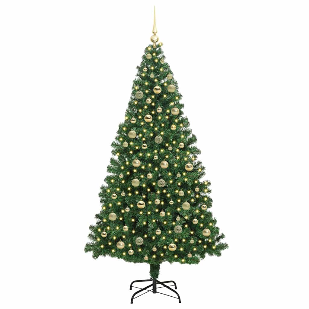 vidaXL Artificial Christmas Tree with 300 LEDs with Stand Green 210 cm 3