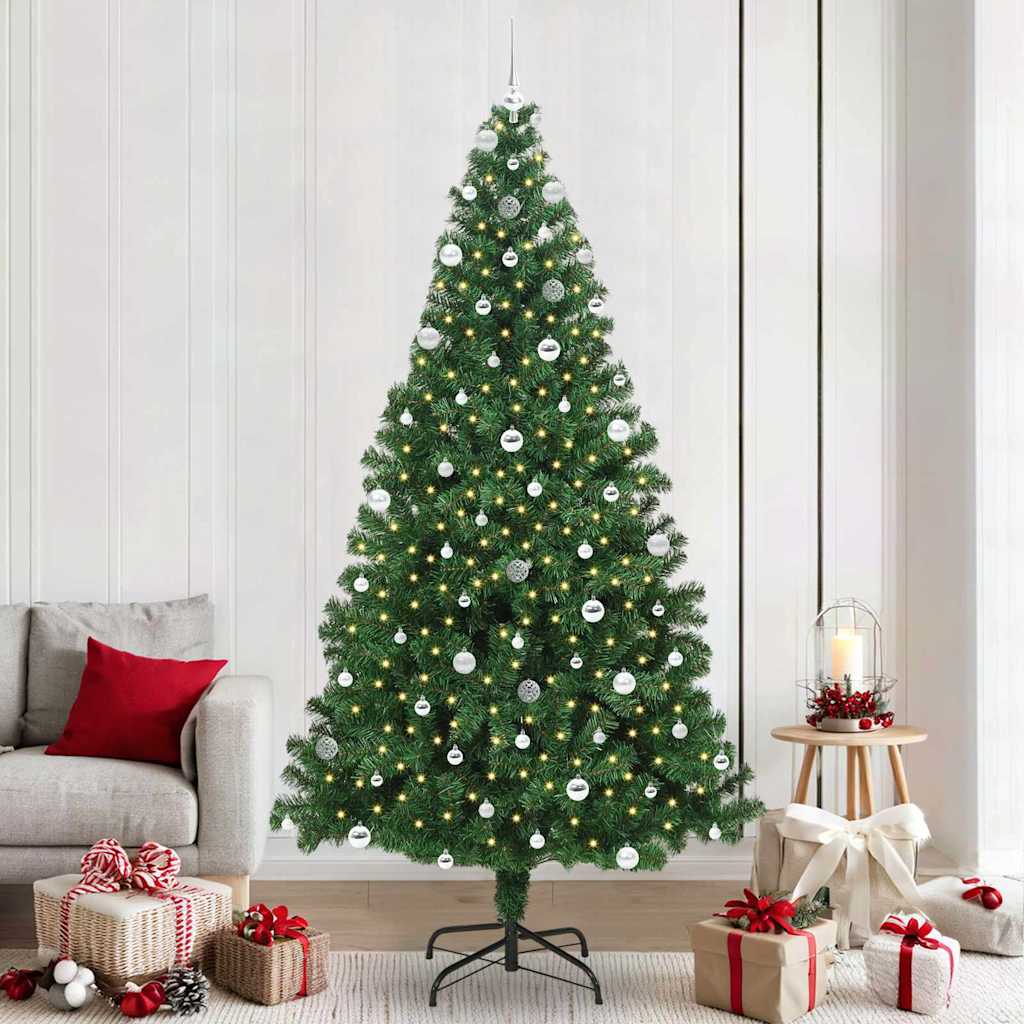 vidaXL Artificial Christmas Tree with 300 LEDs with Stand Green 240 cm 1