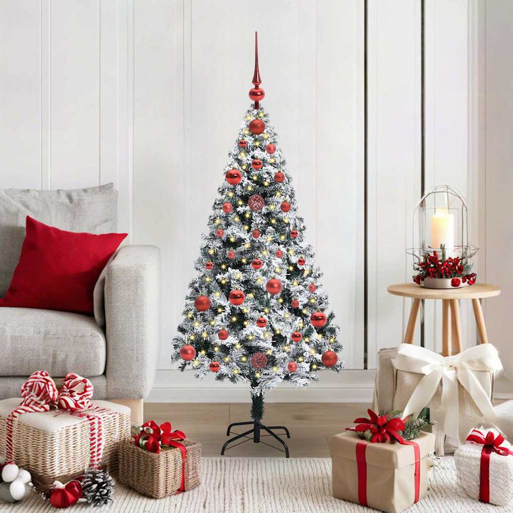 Artificial Christmas Tree White 120 cm Width 120 cm with 61 red balls