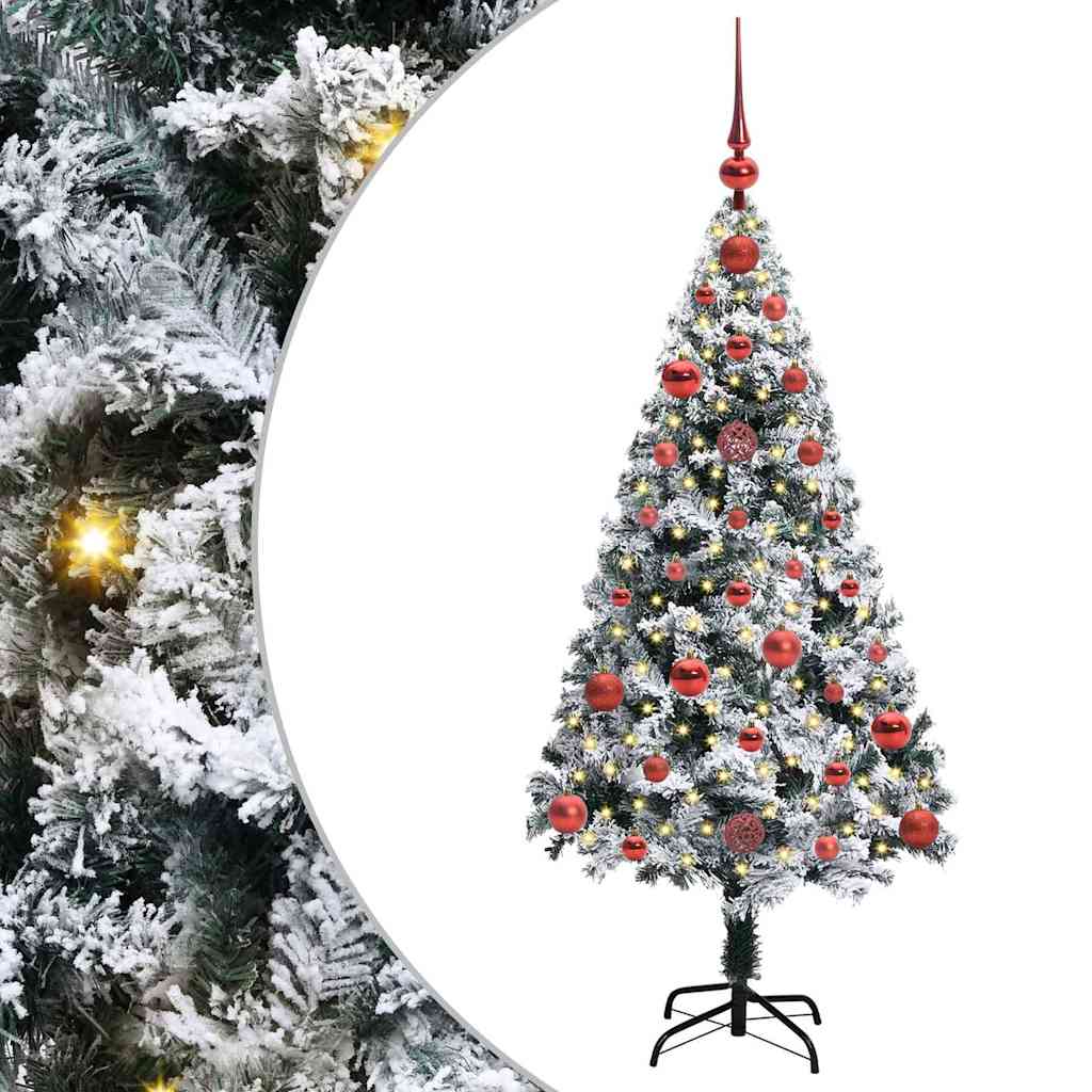 Artificial Christmas Tree White 120 cm Width 120 cm with 61 red balls