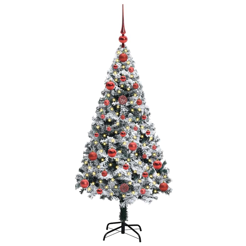 Artificial Christmas Tree White 120 cm Width 120 cm with 61 red balls