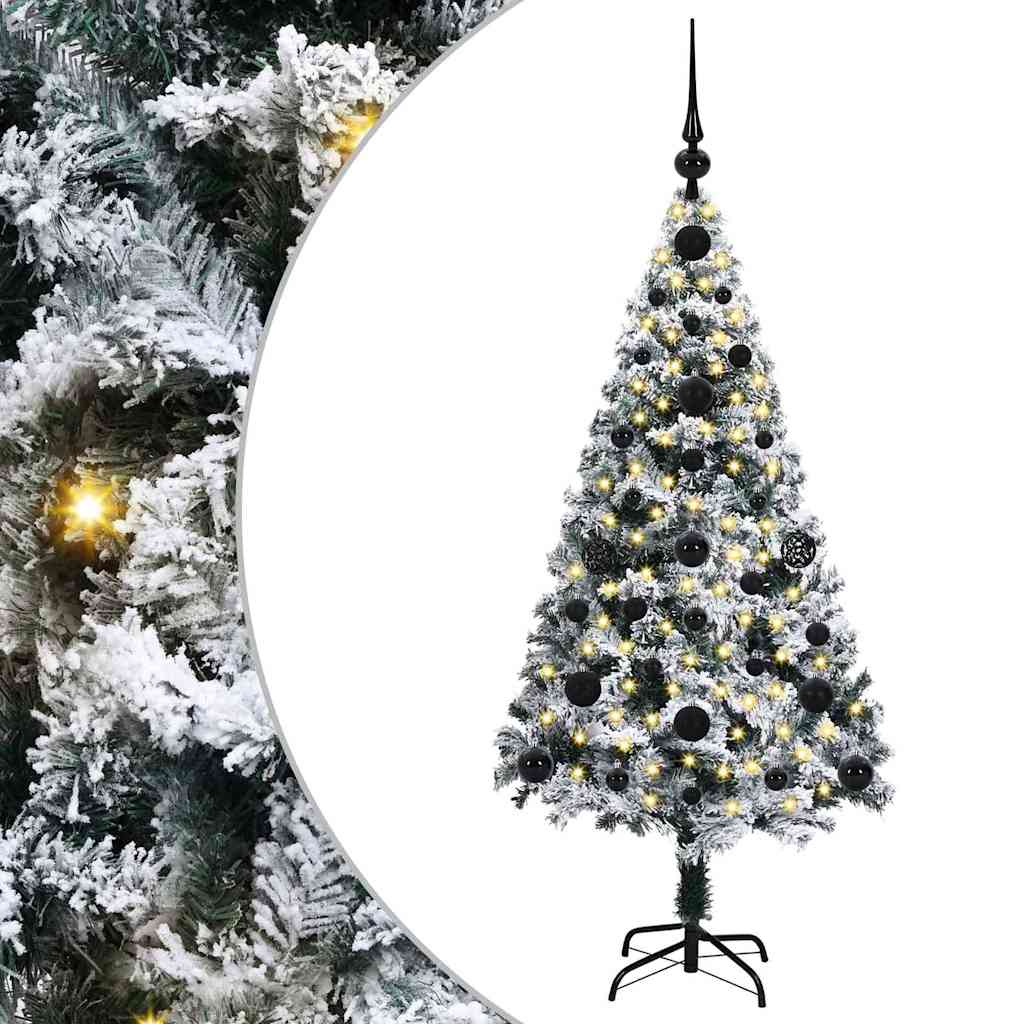 Artificial Christmas Tree White 120 cm Width 120 cm with 61 black balls
