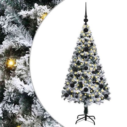Artificial Christmas Tree White 120 cm Width 120 cm with 61 black balls
