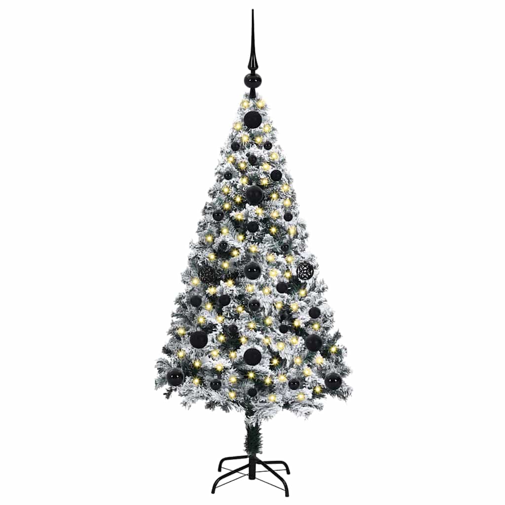 Artificial Christmas Tree White 120 cm Width 120 cm with 61 black balls