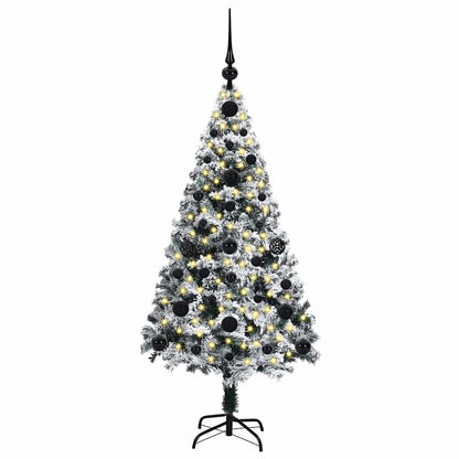 Artificial Christmas Tree White 120 cm Width 120 cm with 61 black balls
