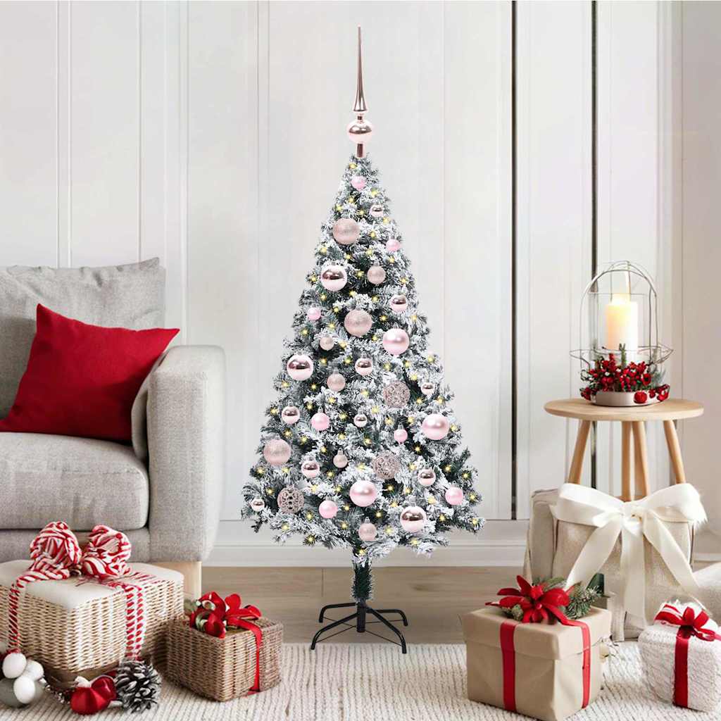 Artificial Christmas Tree White 120 cm Width 120 cm with 61 pink balls