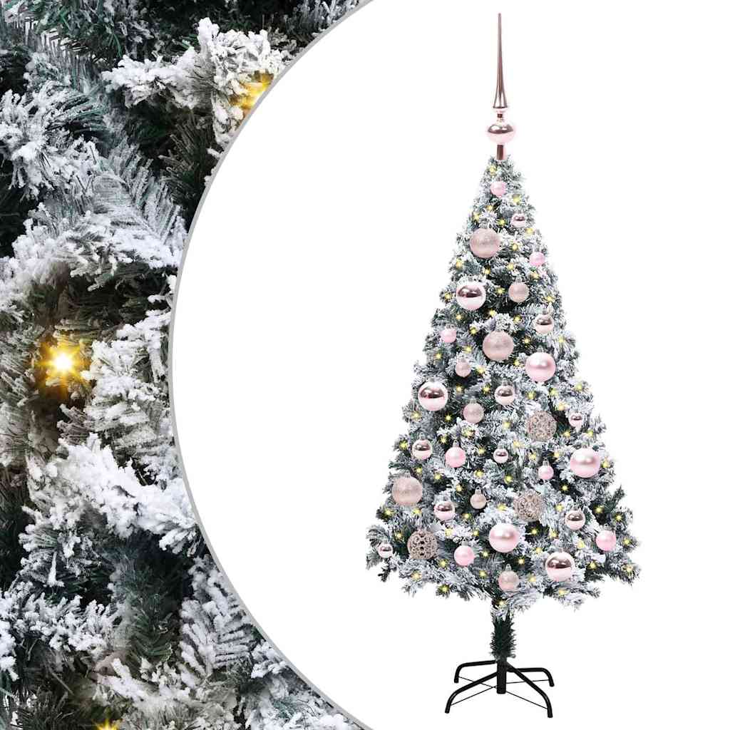Artificial Christmas Tree White 120 cm Width 120 cm with 61 pink balls