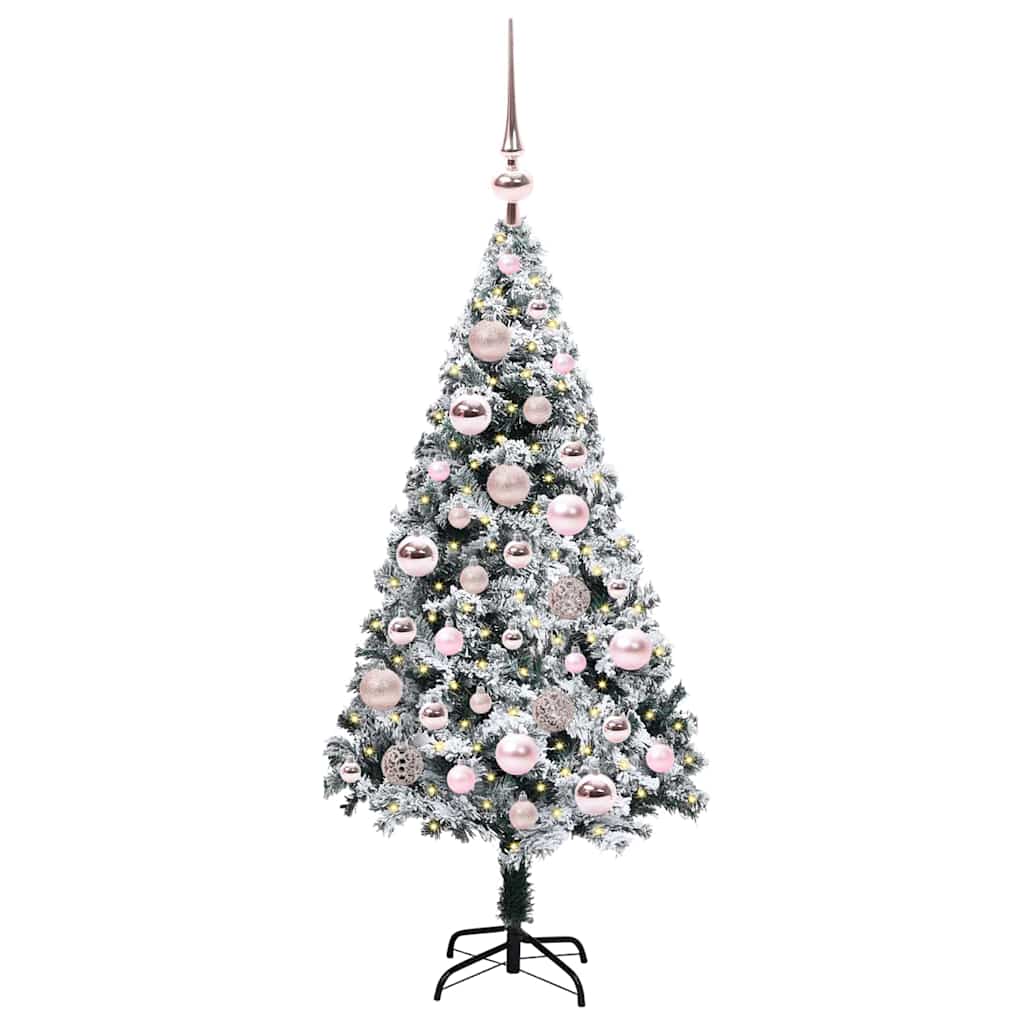 Artificial Christmas Tree White 120 cm Width 120 cm with 61 pink balls