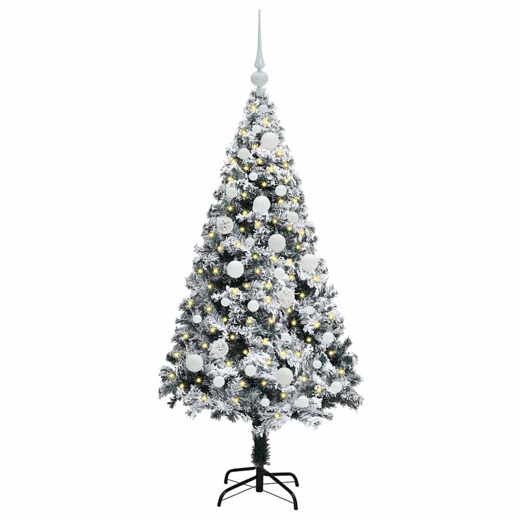 Artificial Christmas Tree White 120 cm Width 120 cm with 61 white balls