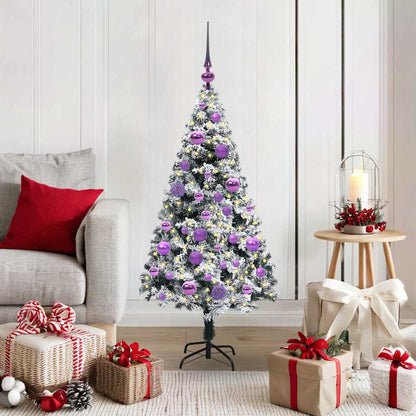 Artificial Christmas Tree White 120 cm Width 120 cm with 61 lilac balls