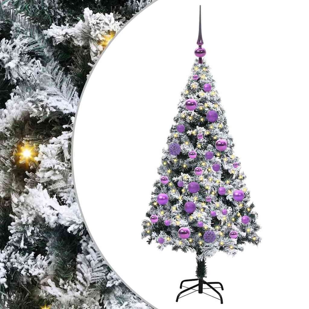 Artificial Christmas Tree White 120 cm Width 120 cm with 61 lilac balls