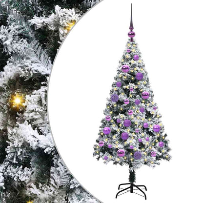 Artificial Christmas Tree White 120 cm Width 120 cm with 61 lilac balls