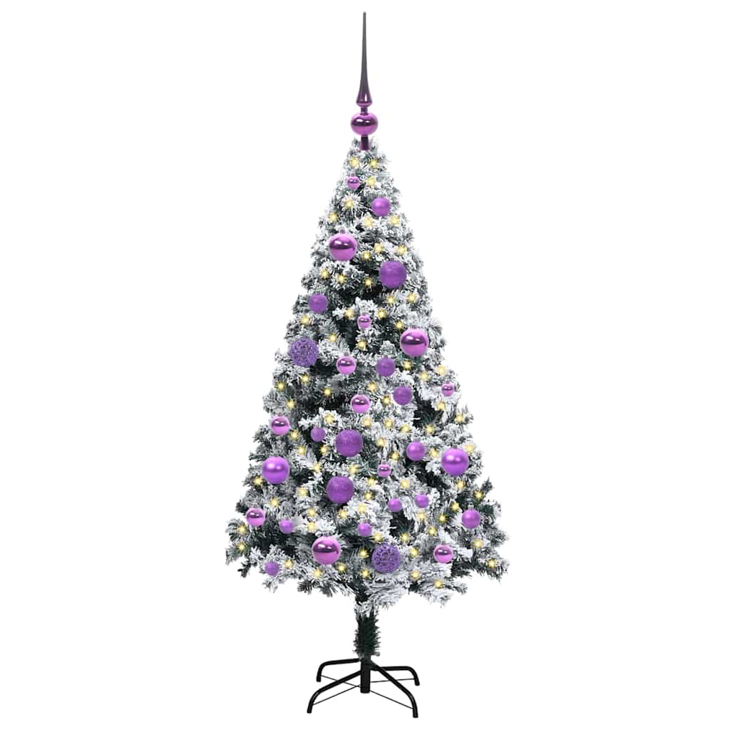 Artificial Christmas Tree White 120 cm Width 120 cm with 61 lilac balls