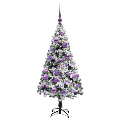 Artificial Christmas Tree White 120 cm Width 120 cm with 61 lilac balls