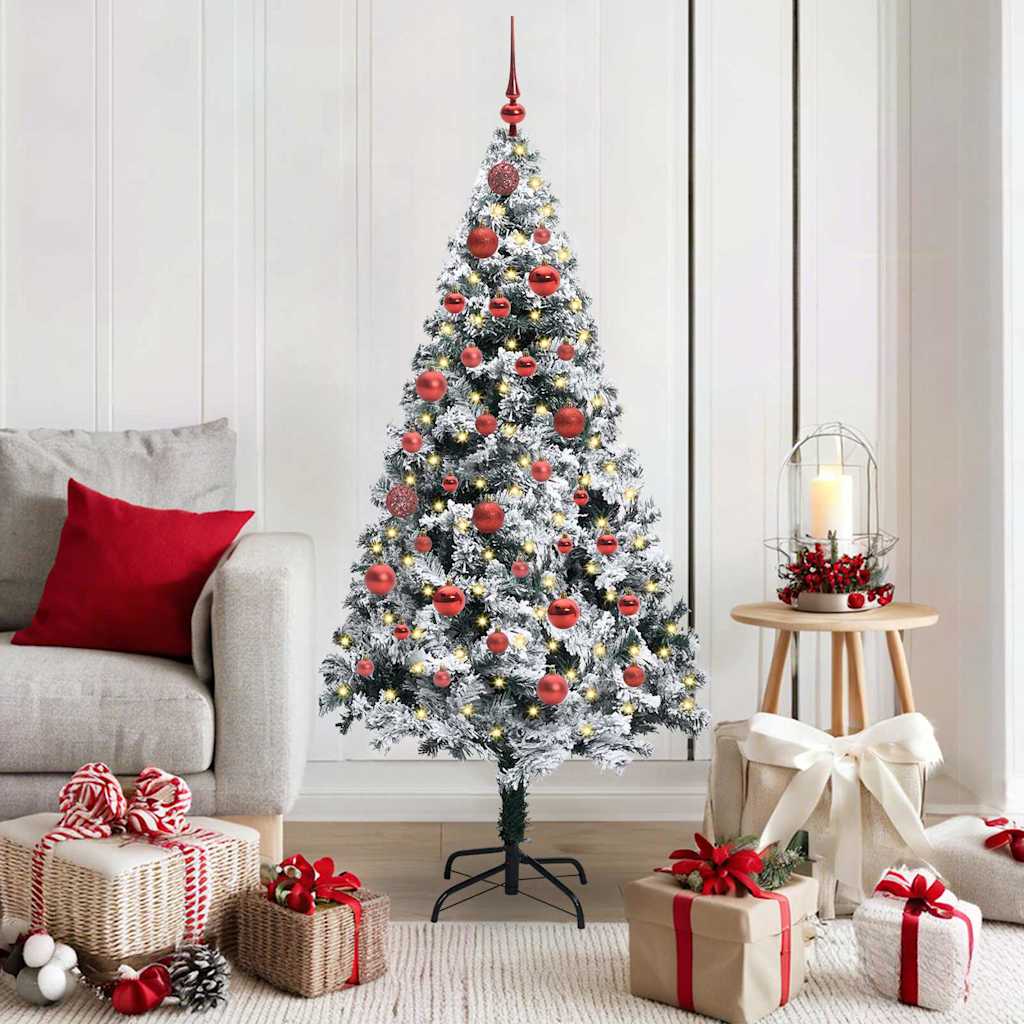 vidaXL Artificial Christmas Tree with 150 LEDs with Stand White 150 cm 1