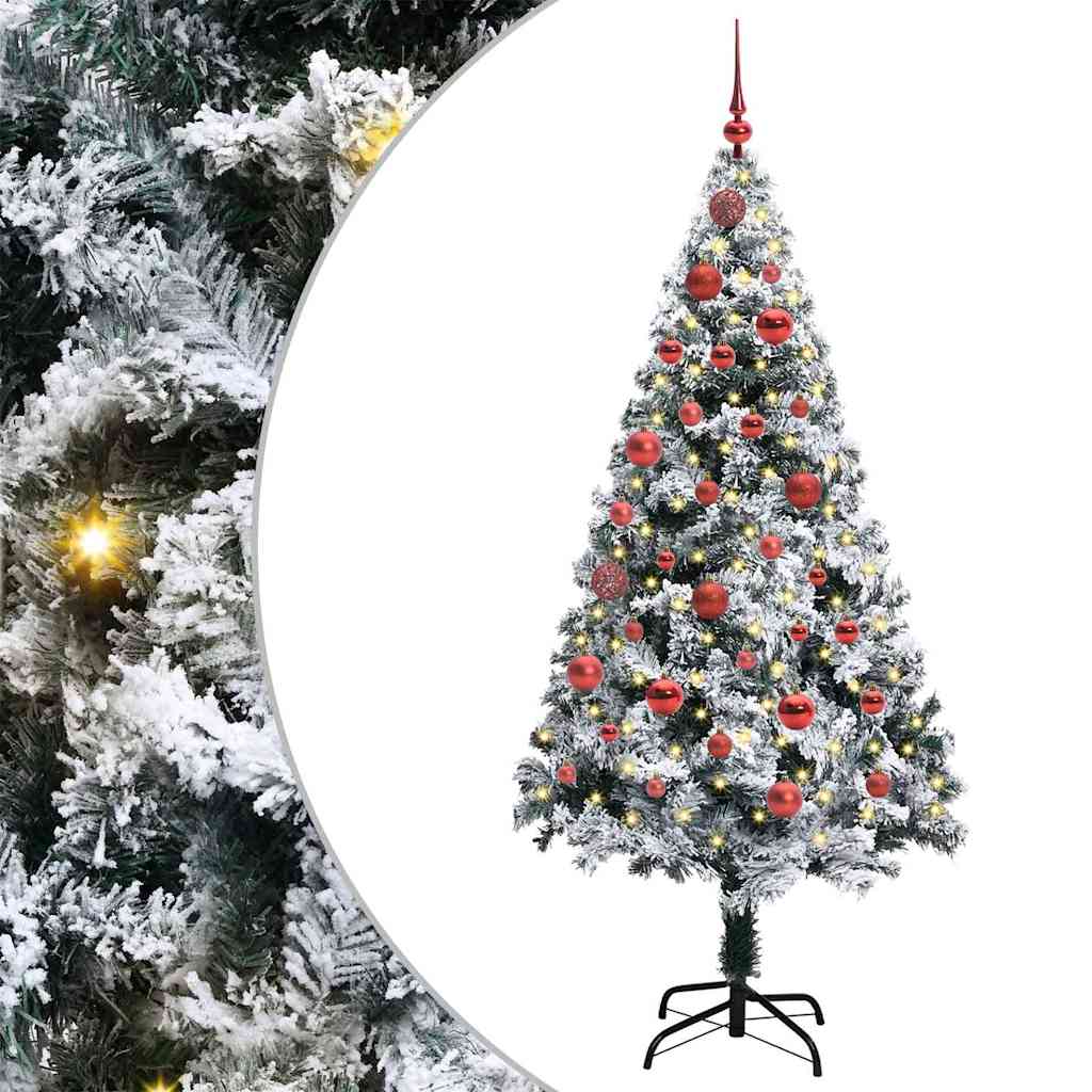 vidaXL Artificial Christmas Tree with 150 LEDs with Stand White 150 cm 2