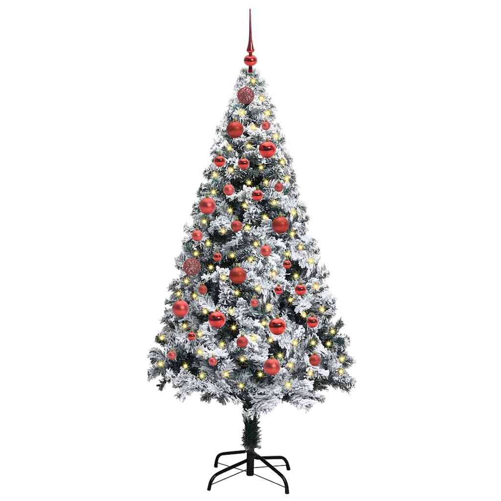 Artificial Christmas Tree White 150 cm Width 150 cm with 61 red balls