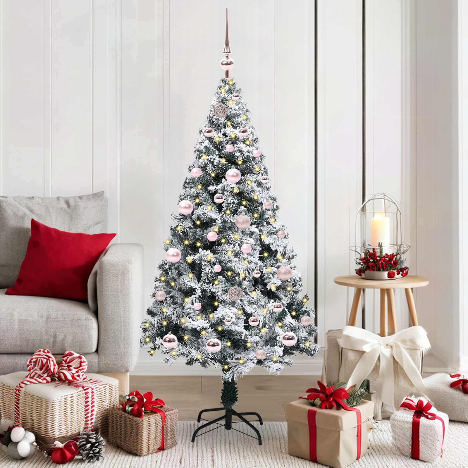 vidaXL Artificial Christmas Tree with 150 LEDs with Stand White 150 cm 1