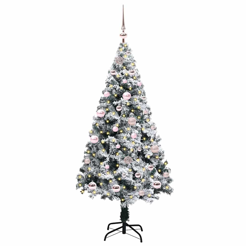 vidaXL Artificial Christmas Tree with 150 LEDs with Stand White 150 cm 3