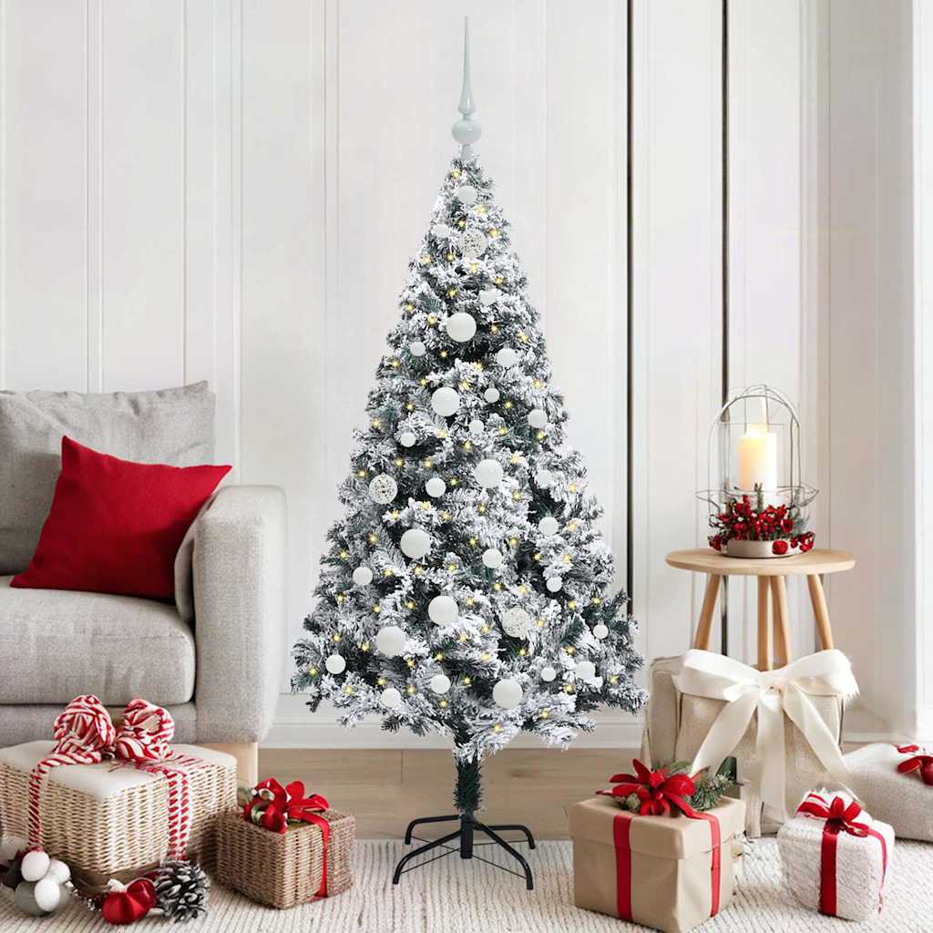 vidaXL Artificial Christmas Tree with 150 LEDs with Stand White 150 cm 1