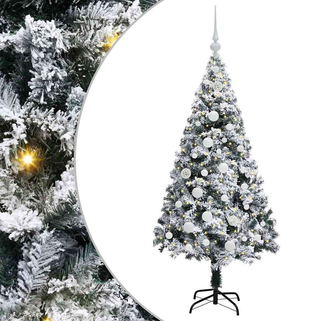 vidaXL Artificial Christmas Tree with 150 LEDs with Stand White 150 cm 2