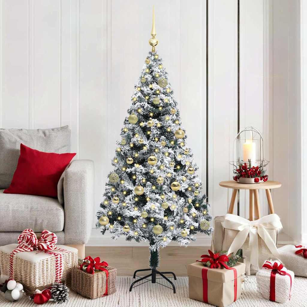 vidaXL Artificial Christmas Tree with 150 LEDs with Stand White 150 cm 1