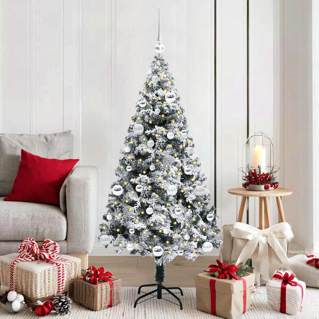 vidaXL Artificial Christmas Tree with 150 LEDs with Stand White 150 cm 1