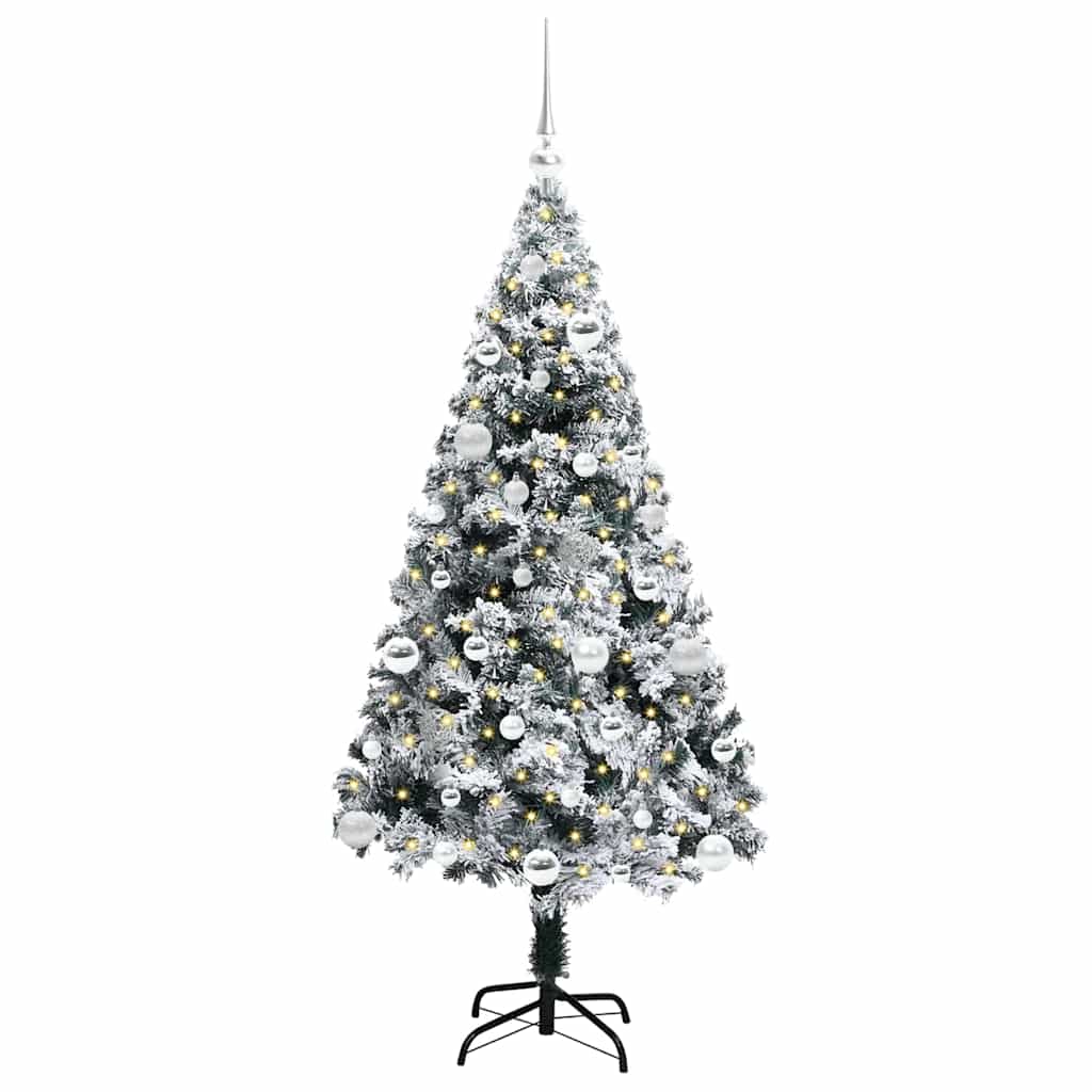 vidaXL Artificial Christmas Tree with 150 LEDs with Stand White 150 cm 3