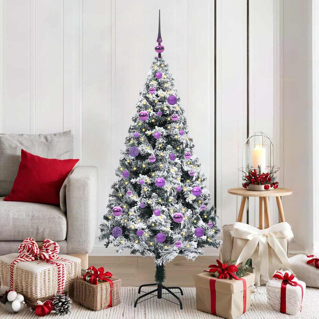 vidaXL Artificial Christmas Tree with 150 LEDs with Stand White 150 cm 1