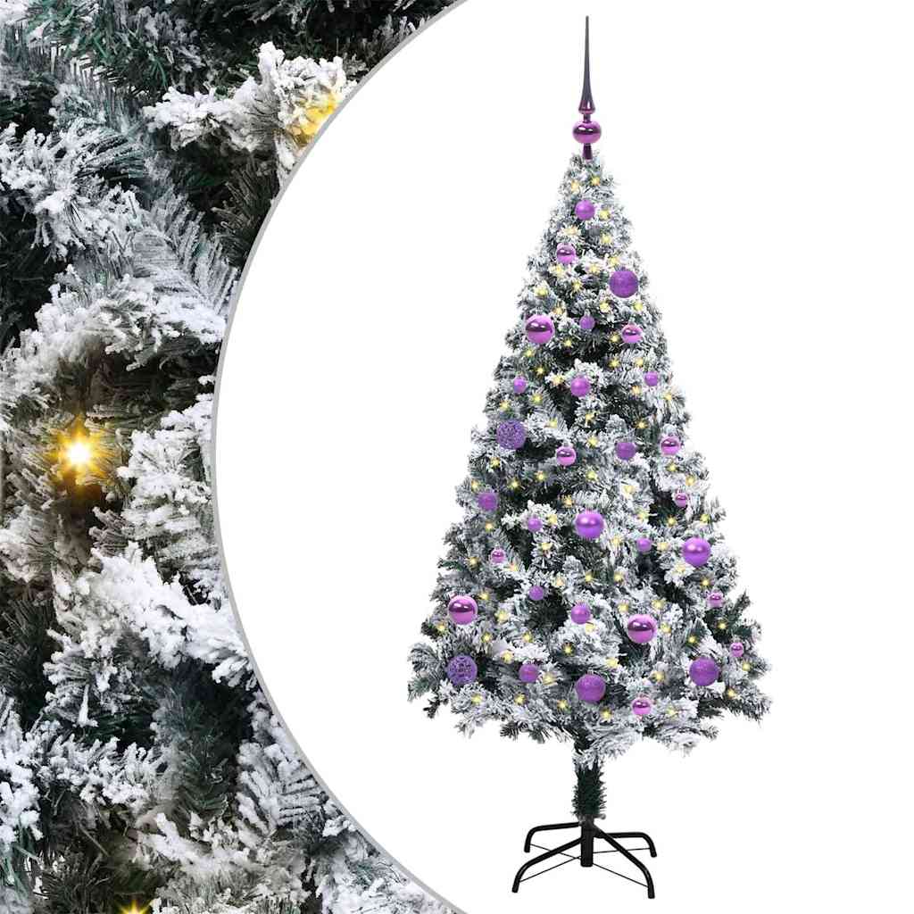 vidaXL Artificial Christmas Tree with 150 LEDs with Stand White 150 cm 2