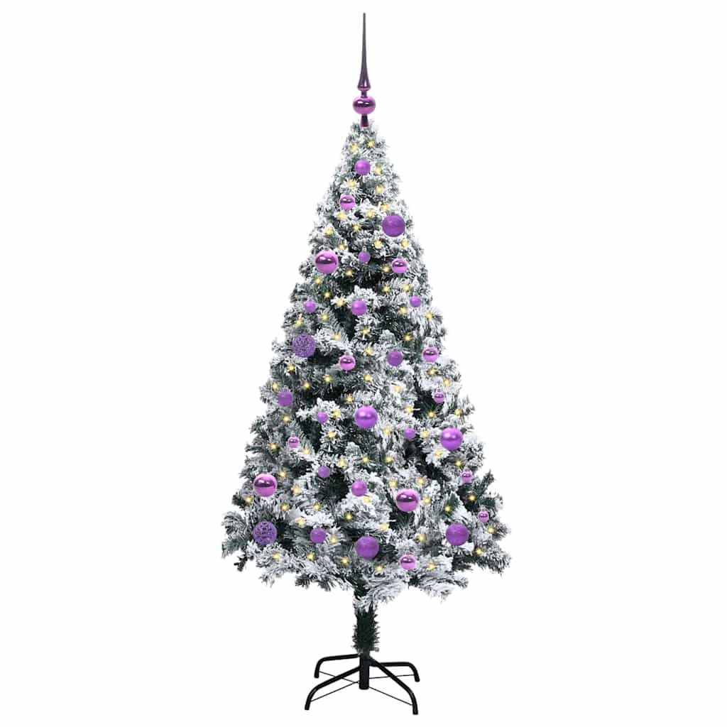 vidaXL Artificial Christmas Tree with 150 LEDs with Stand White 150 cm 3