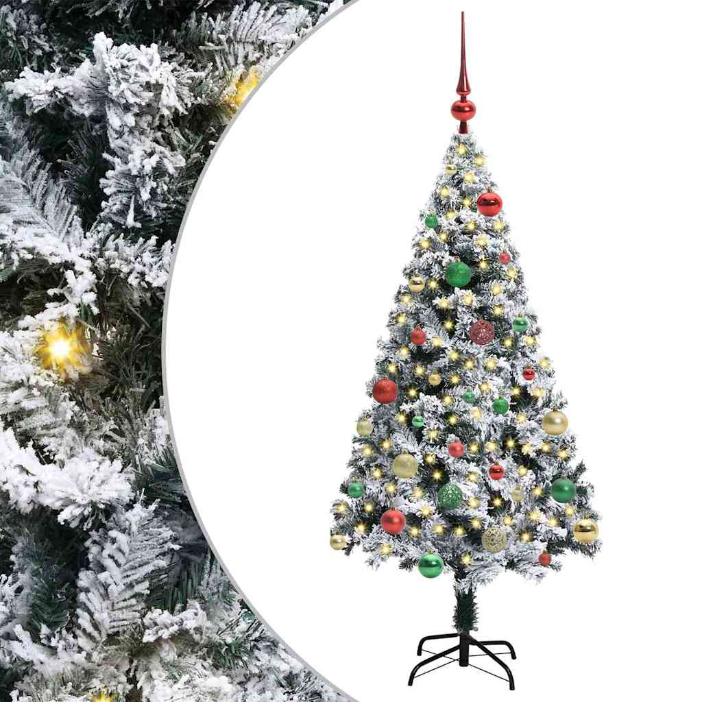 vidaXL Artificial Christmas Tree with 150 LEDs with Stand White 150 cm 2