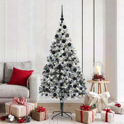 Artificial Christmas Tree White 180 cm with 120 black balls