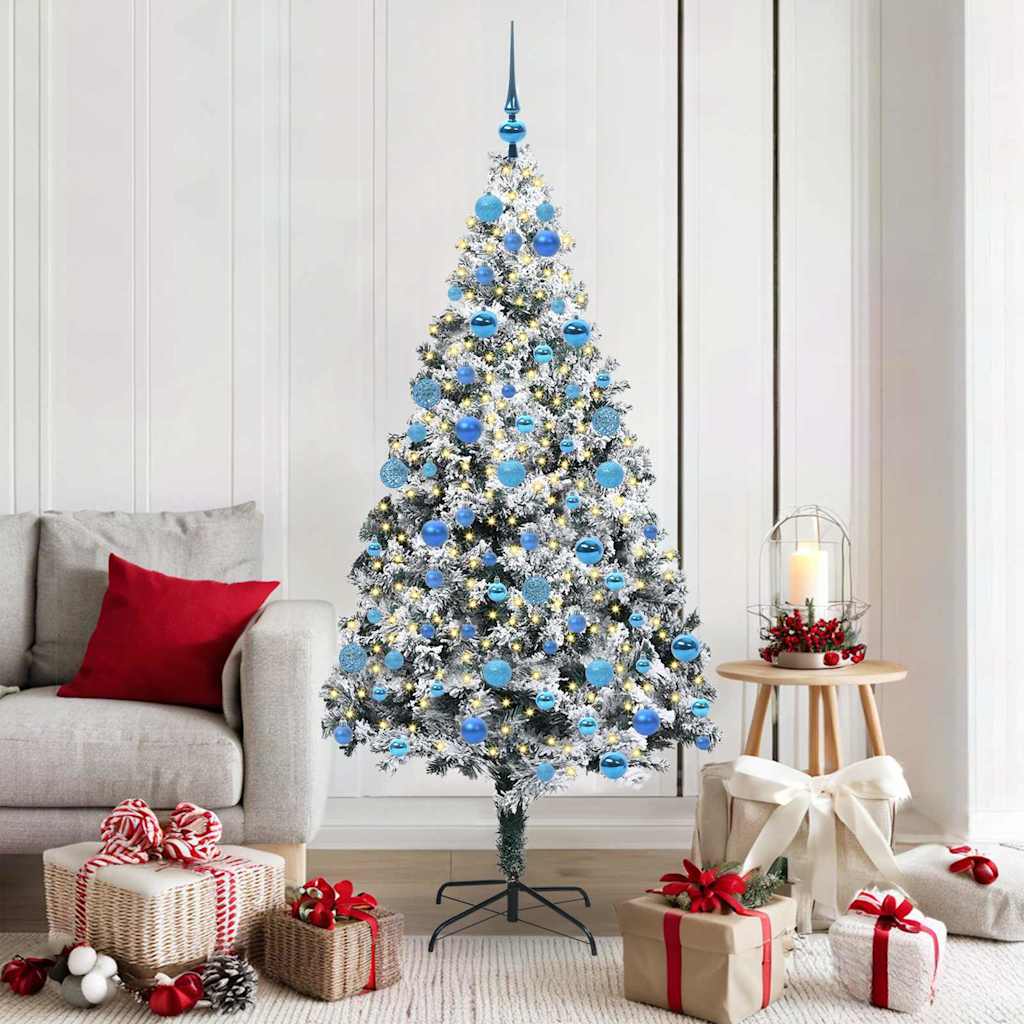 Artificial Christmas Tree White 180 cm with 120 blue balls