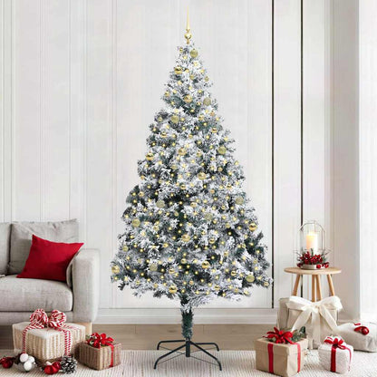 vidaXL Artificial Christmas Tree with 300 LEDs with Stand White 240 cm 1