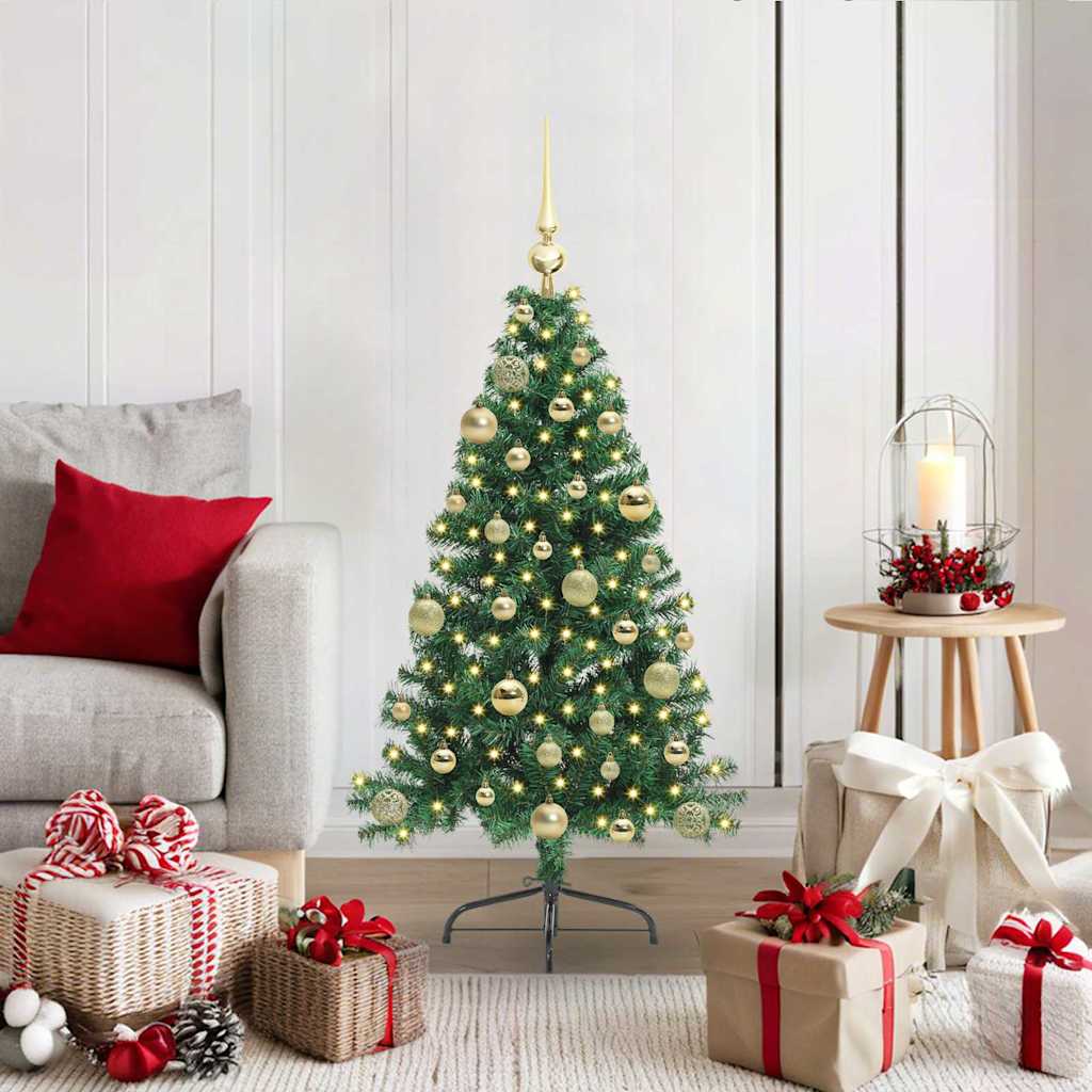 vidaXL Artificial Pre-lit Christmas Tree Green 120 cm PVC 1