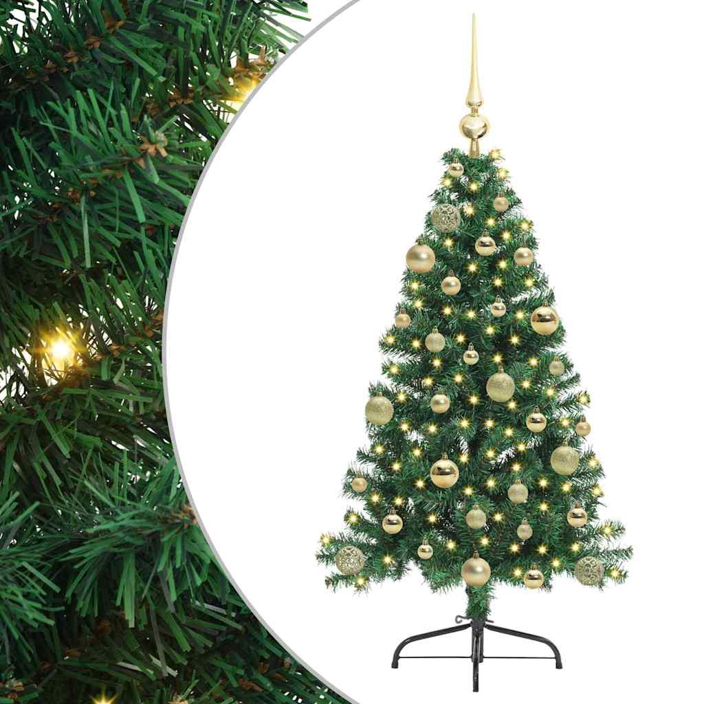 vidaXL Artificial Pre-lit Christmas Tree Green 120 cm PVC 2