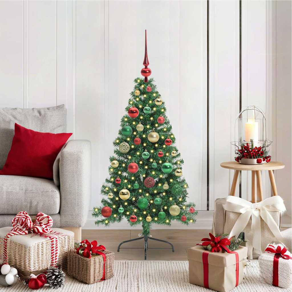 vidaXL Artificial Pre-lit Christmas Tree Green 120 cm PVC 1