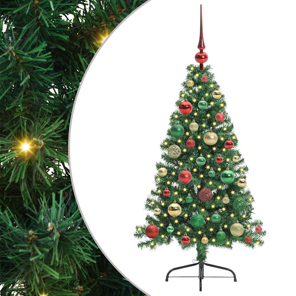 vidaXL Artificial Pre-lit Christmas Tree Green 120 cm PVC 2